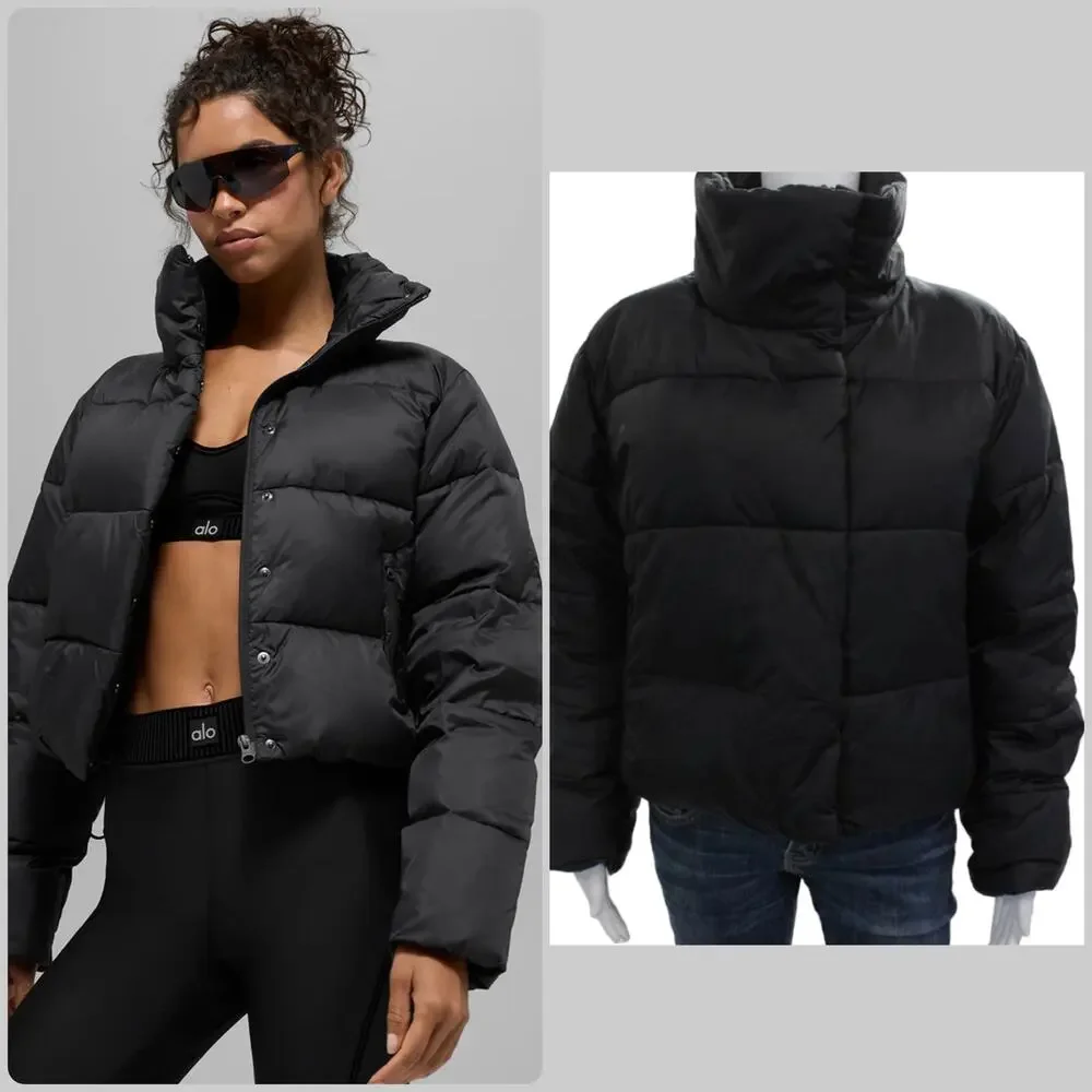Alo Yoga Gold Rush Puffer Jacket Black Warm Athleisure Streetwear Winter Layer - Picture 1 of 16